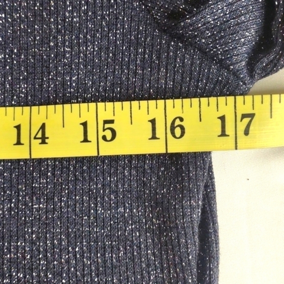 Violets & Roses blue sparkly mock neck long sleeve blouse, size PS, NWT - Picture 7 of 9